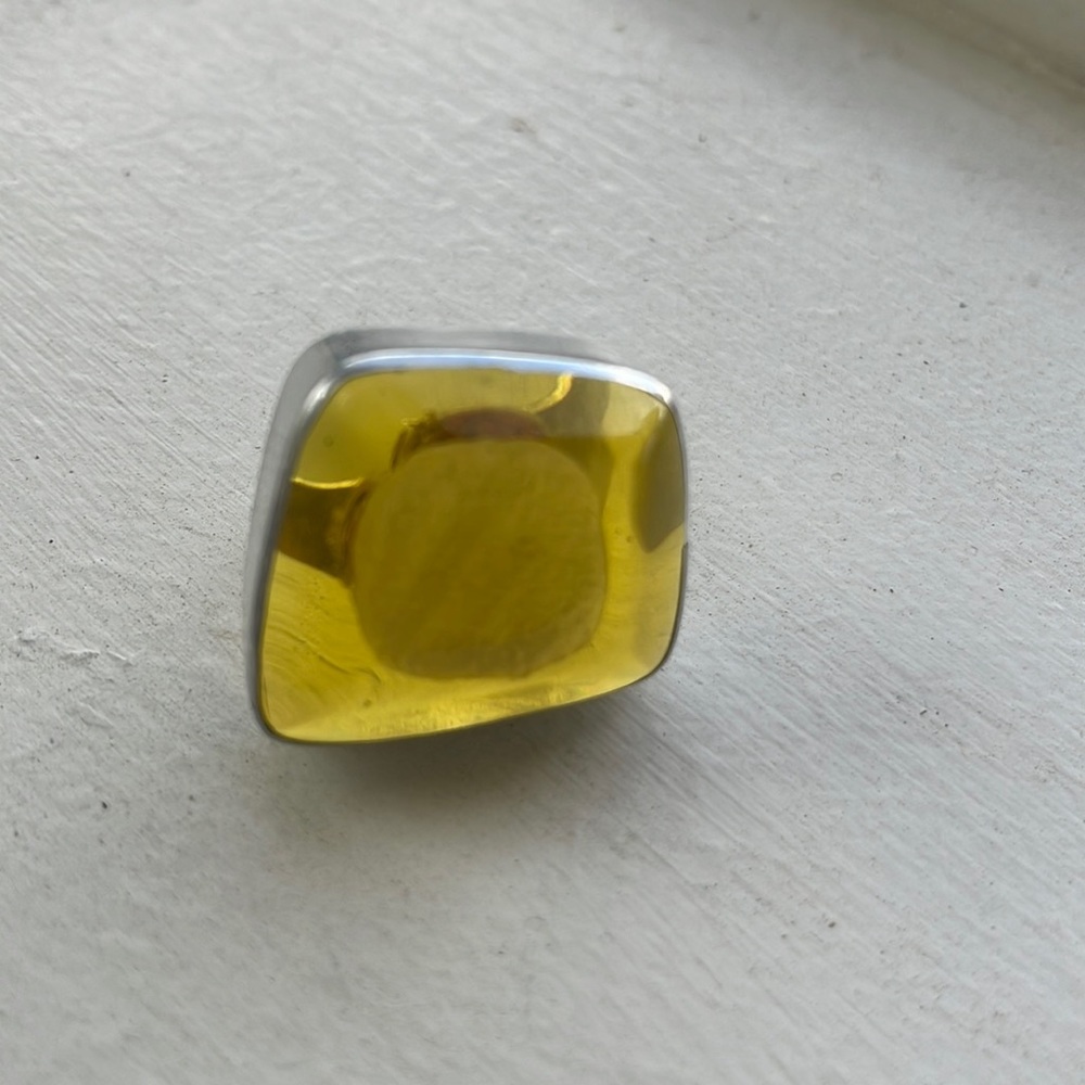 Yellow Resin Adjustable Cocktail Ring